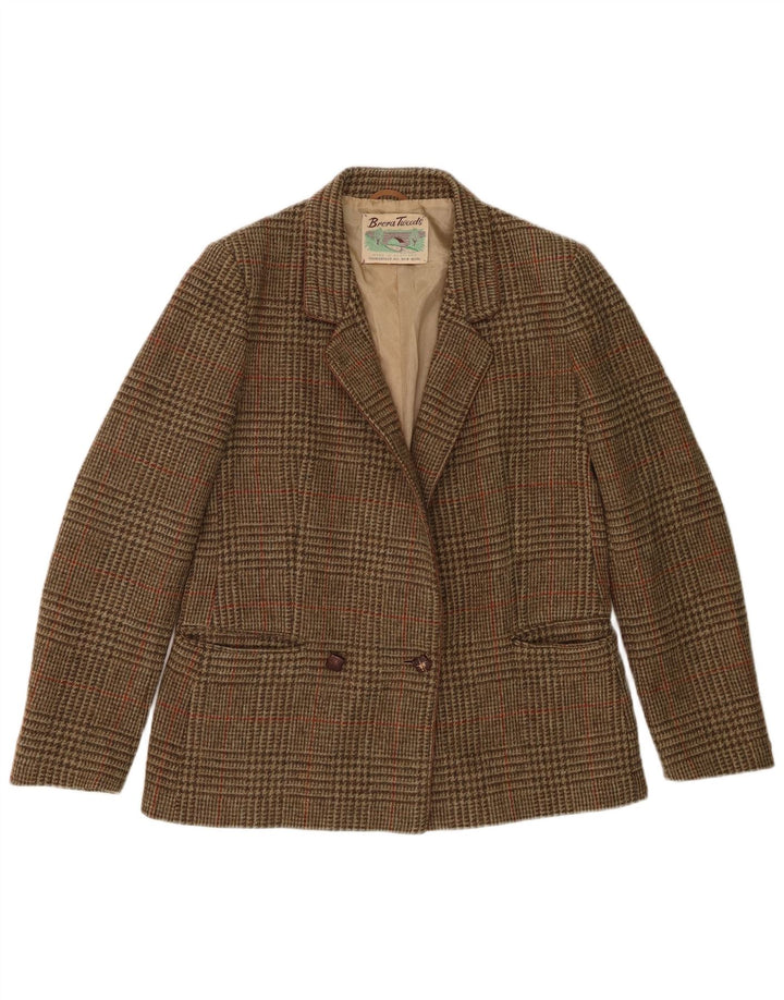 Brora Womens Double Breasted Blazer Jacket UK 14 Medium Brown Houndstooth
