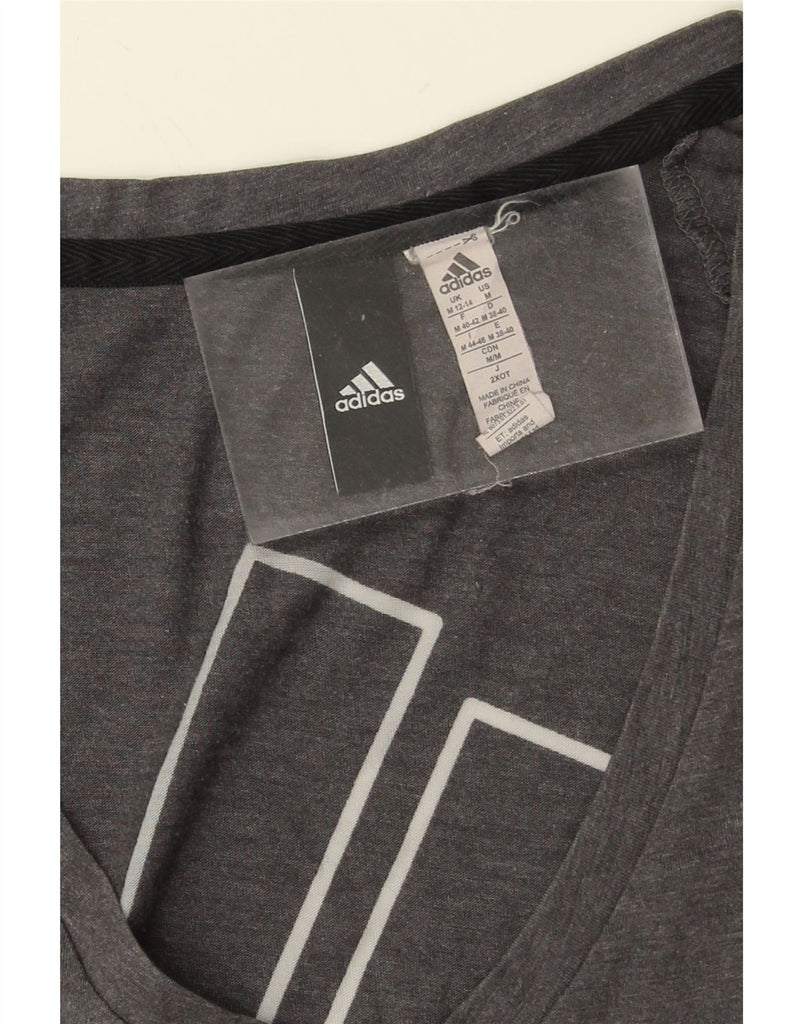 ADIDAS Womens Graphic T-Shirt Top UK 12/14 Medium Grey Vintage Adidas and Second-Hand Adidas from Messina Hembry 