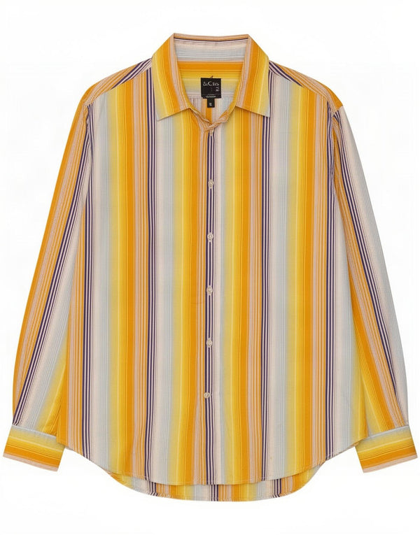 Massimo Dutti Mens Shirt Size 42 Large Yellow Striped