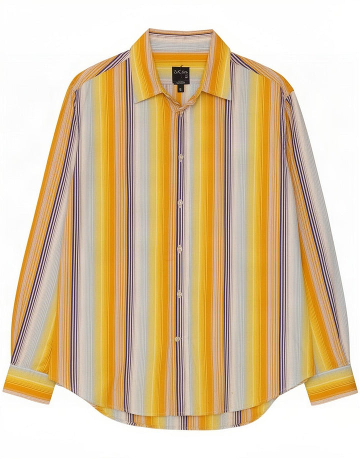 Massimo Dutti Mens Shirt Size 42 Large Yellow Striped