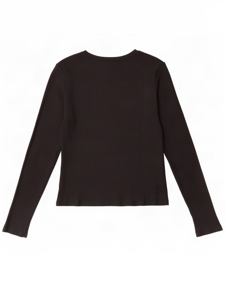 Zara Womens Crop Top Long Sleeve UK 14 Large Black