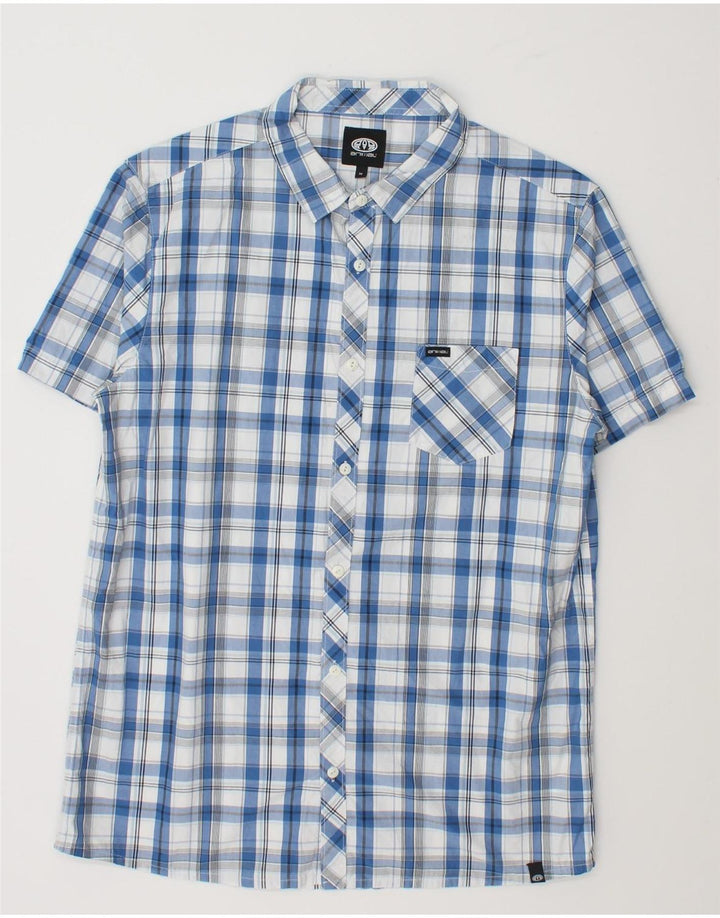 Animal Mens Short Sleeve Shirt Medium Blue Check Cotton