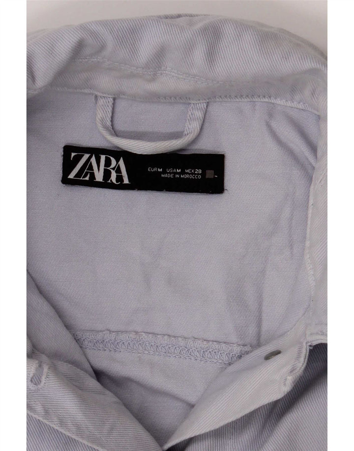 Zara Womens Oversized Utility Jacket UK 14 Medium Blue Cotton