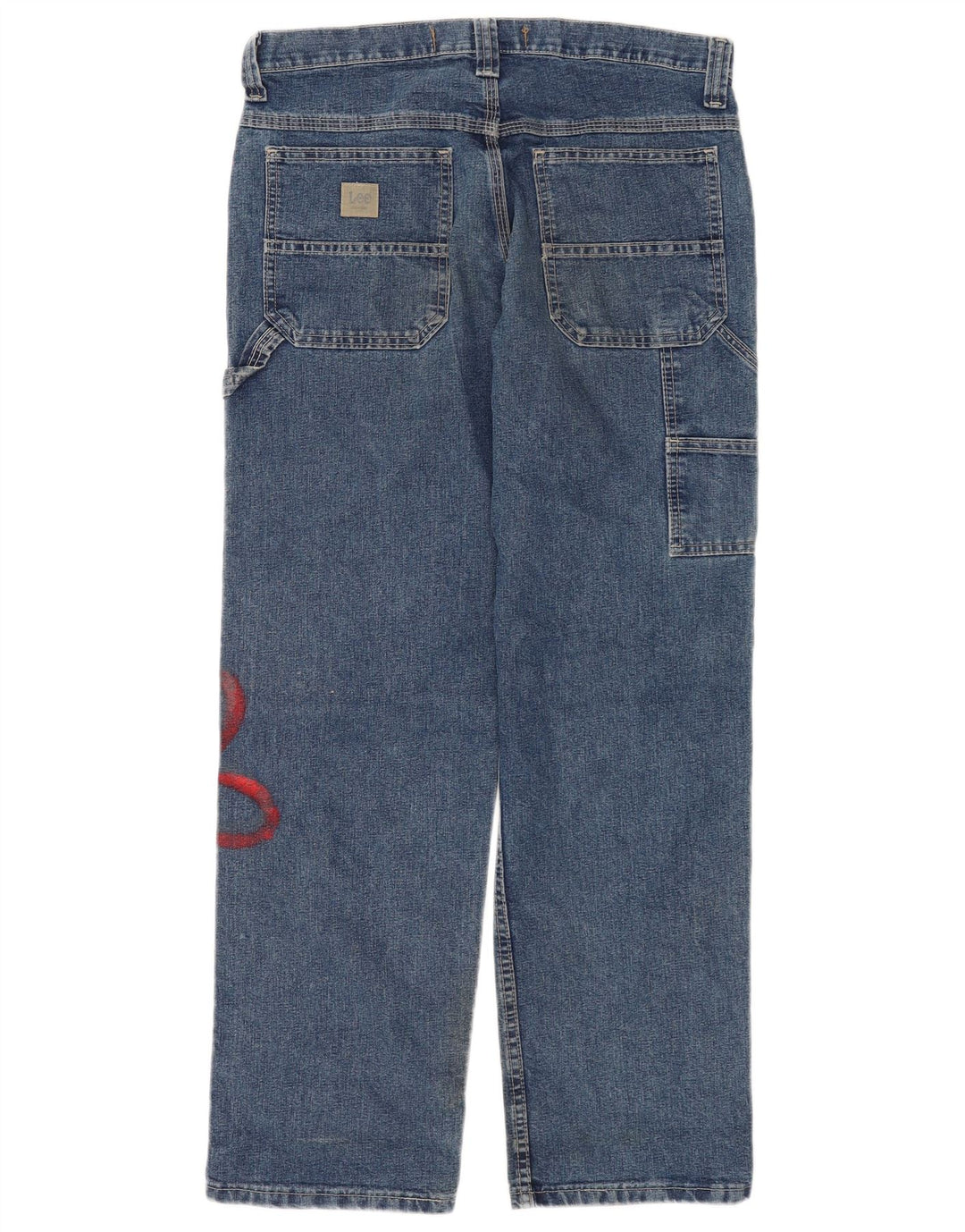 Lee Womens Cargo Straight Jeans W32 L30 Blue Floral Cotton
