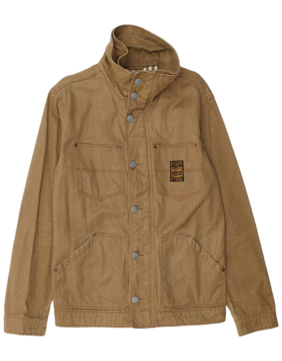 SUPERDRY Mens Utility Jacket UK 40 Large Beige Cotton