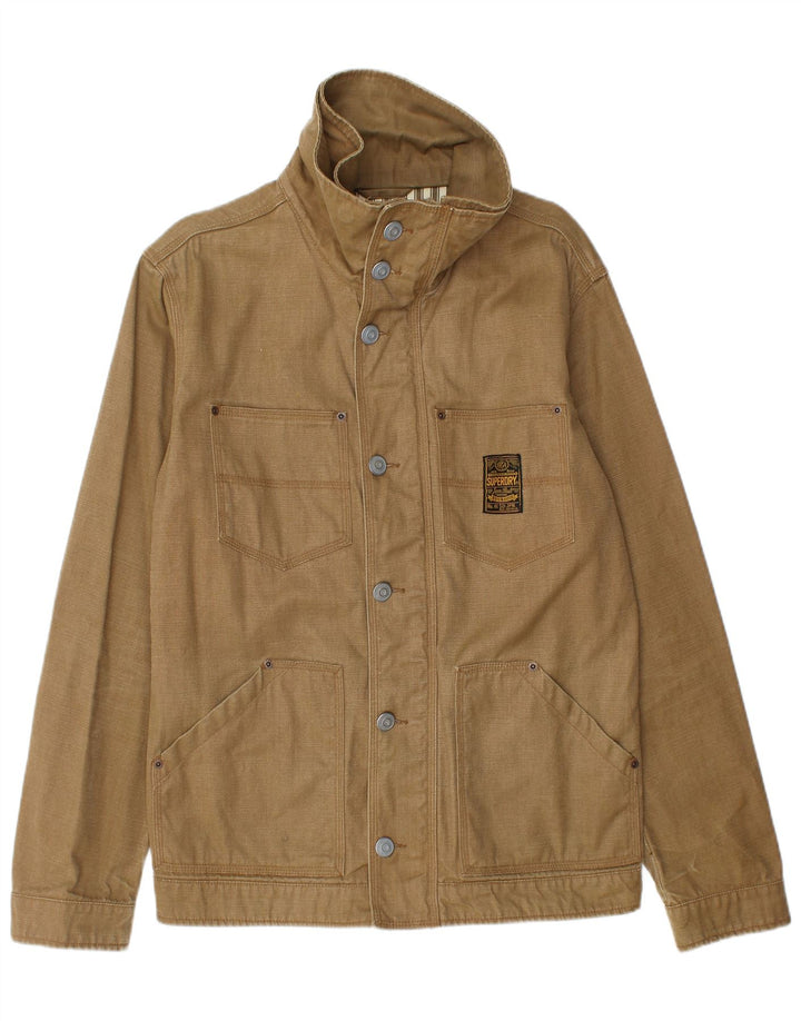 SUPERDRY Mens Utility Jacket UK 40 Large Beige Cotton