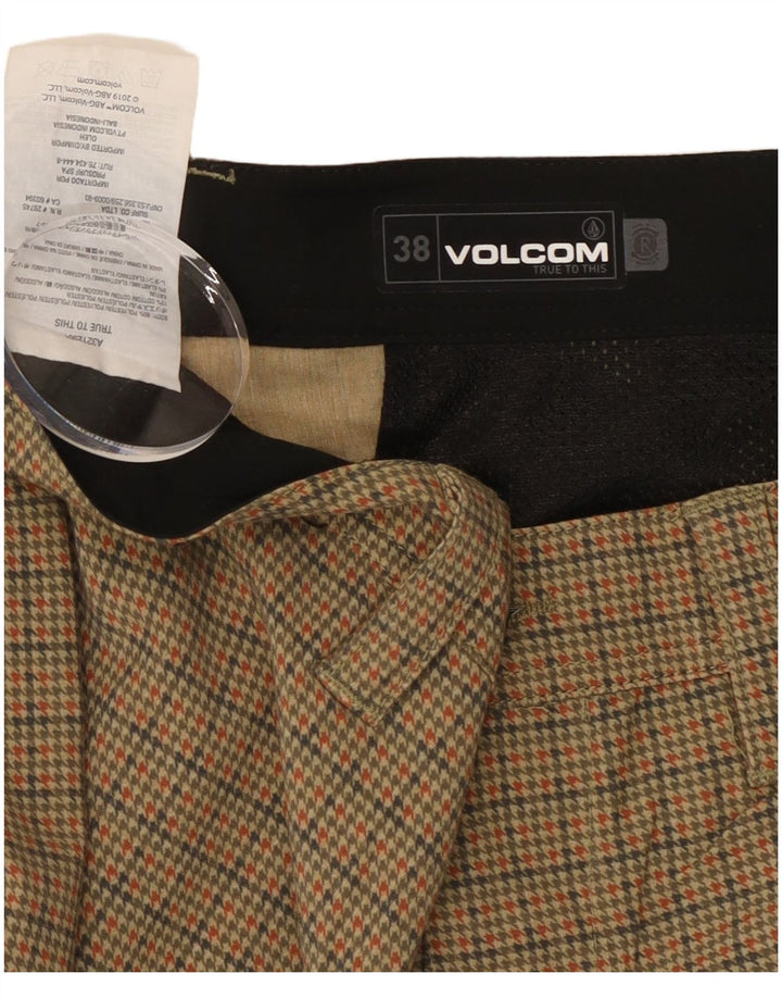 Volcom Mens Chino Shorts W38 XL Beige Houndstooth Polyester