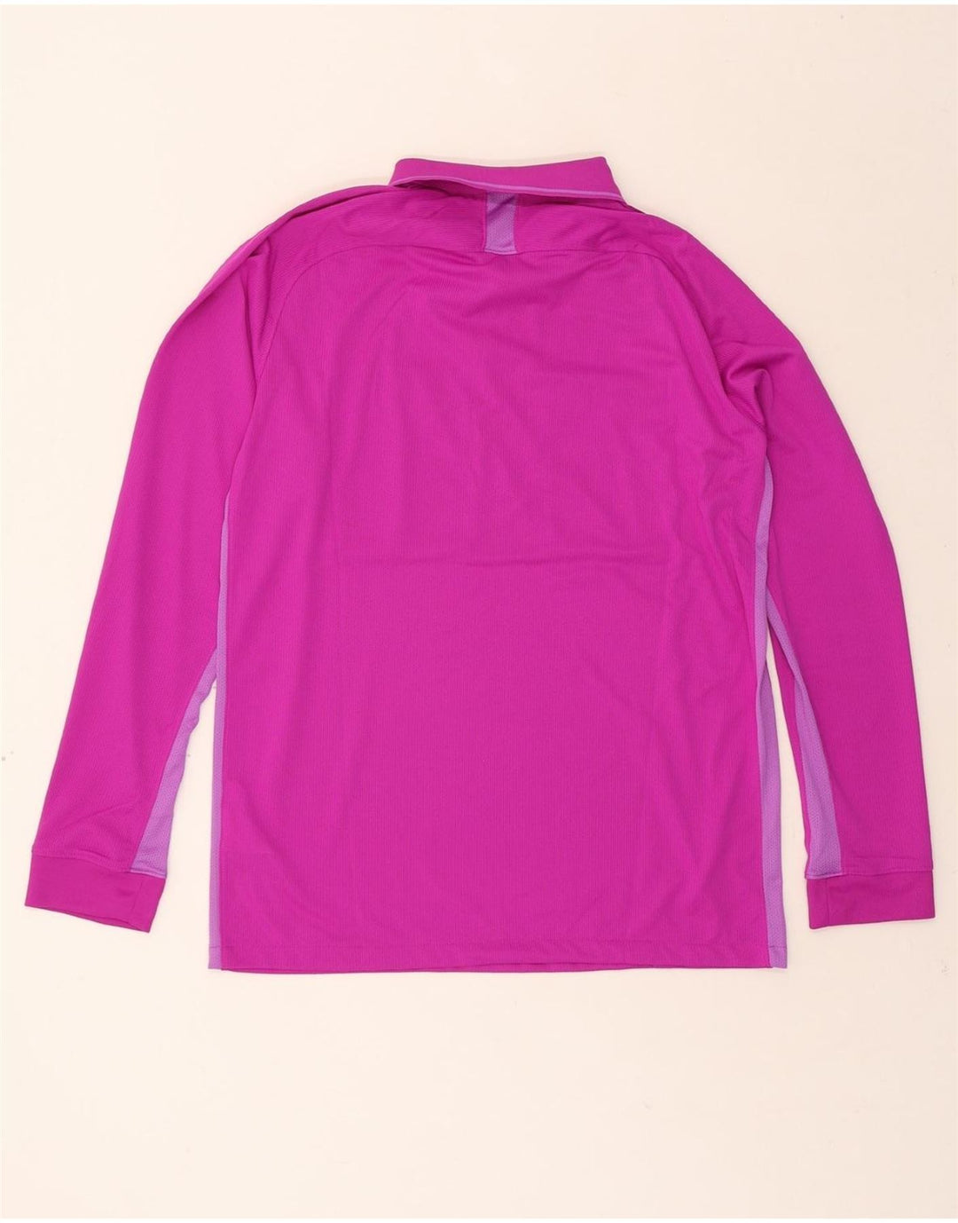 NIKE Mens Dri Fit Long Sleeve Polo Shirt Large Pink Colourblock Polyester Vintage Nike and Second-Hand Nike from Messina Hembry 