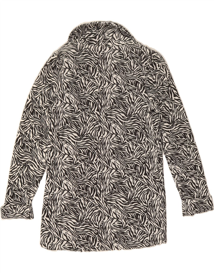 VINTAGE Womens Open Blazer Jacket UK 12 Medium Black Animal Print Vintage Vintage and Second-Hand Vintage from Messina Hembry 