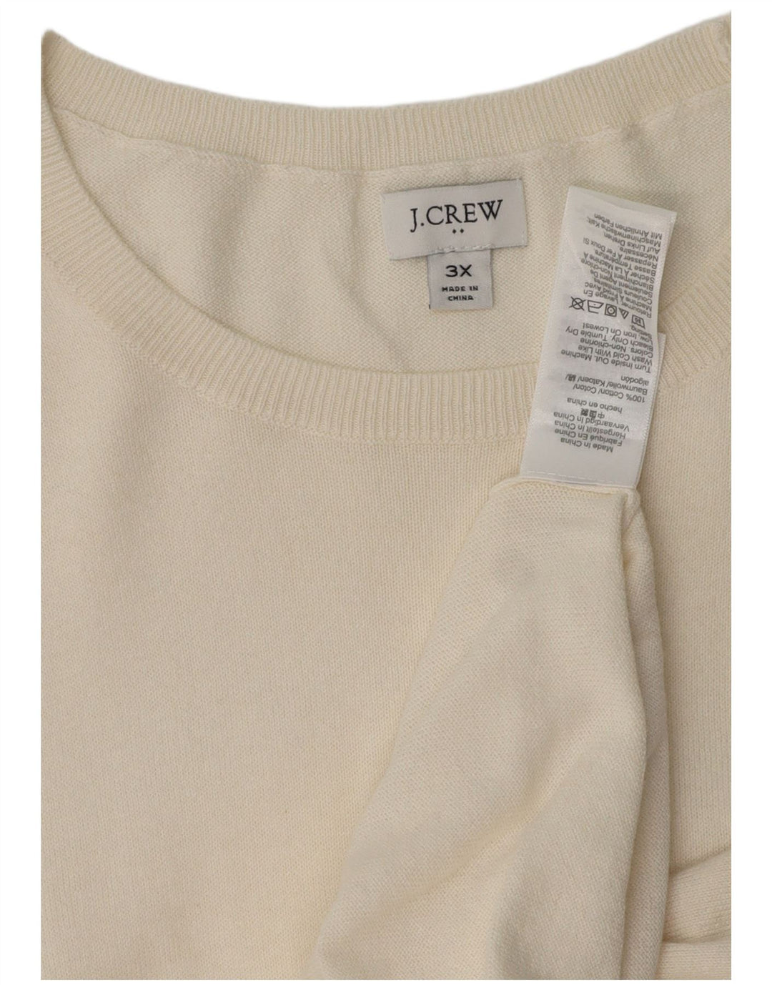 J. CREW Womens Crew Neck Jumper Sweater UK 22 3XL Off White Cotton