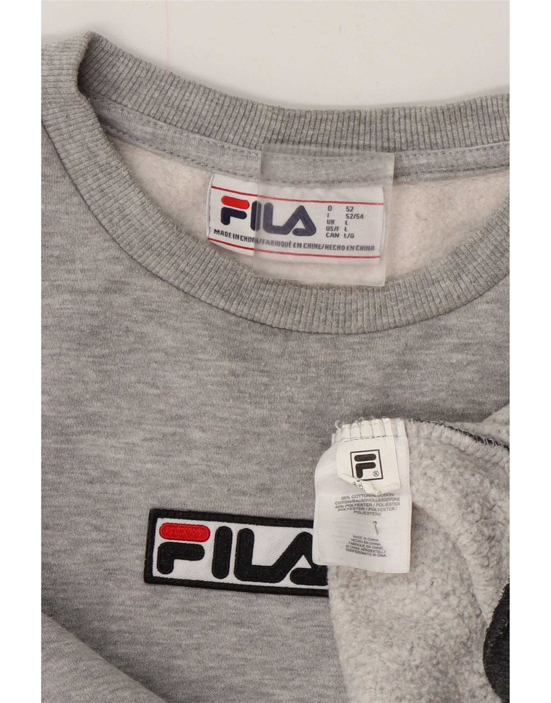 Fila Mens Sweatshirt Jumper Large Grey Colourblock Cotton