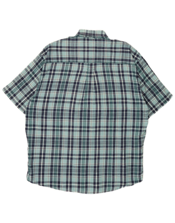 EDDIE BAUER Mens Short Sleeve Shirt XL Blue Check Cotton