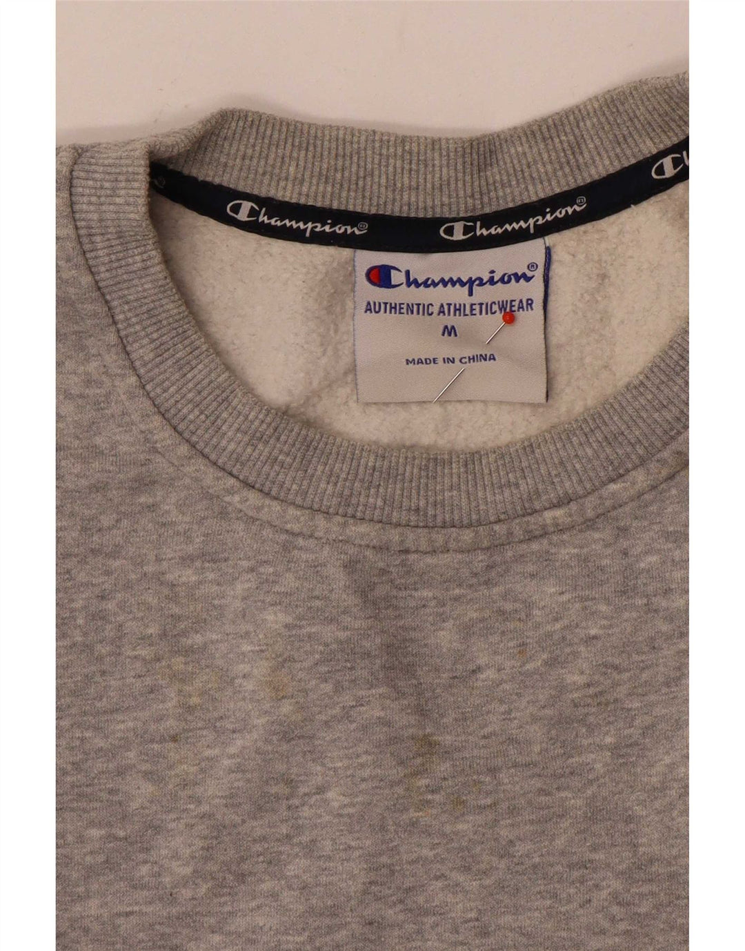 Champion Womens Crop Graphic Sweatshirt Jumper UK 14 Medium Grey Flecked