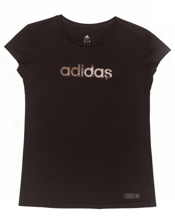 Adidas Womens Climalite Graphic T-Shirt Top UK 8/10 Small Black Cotton