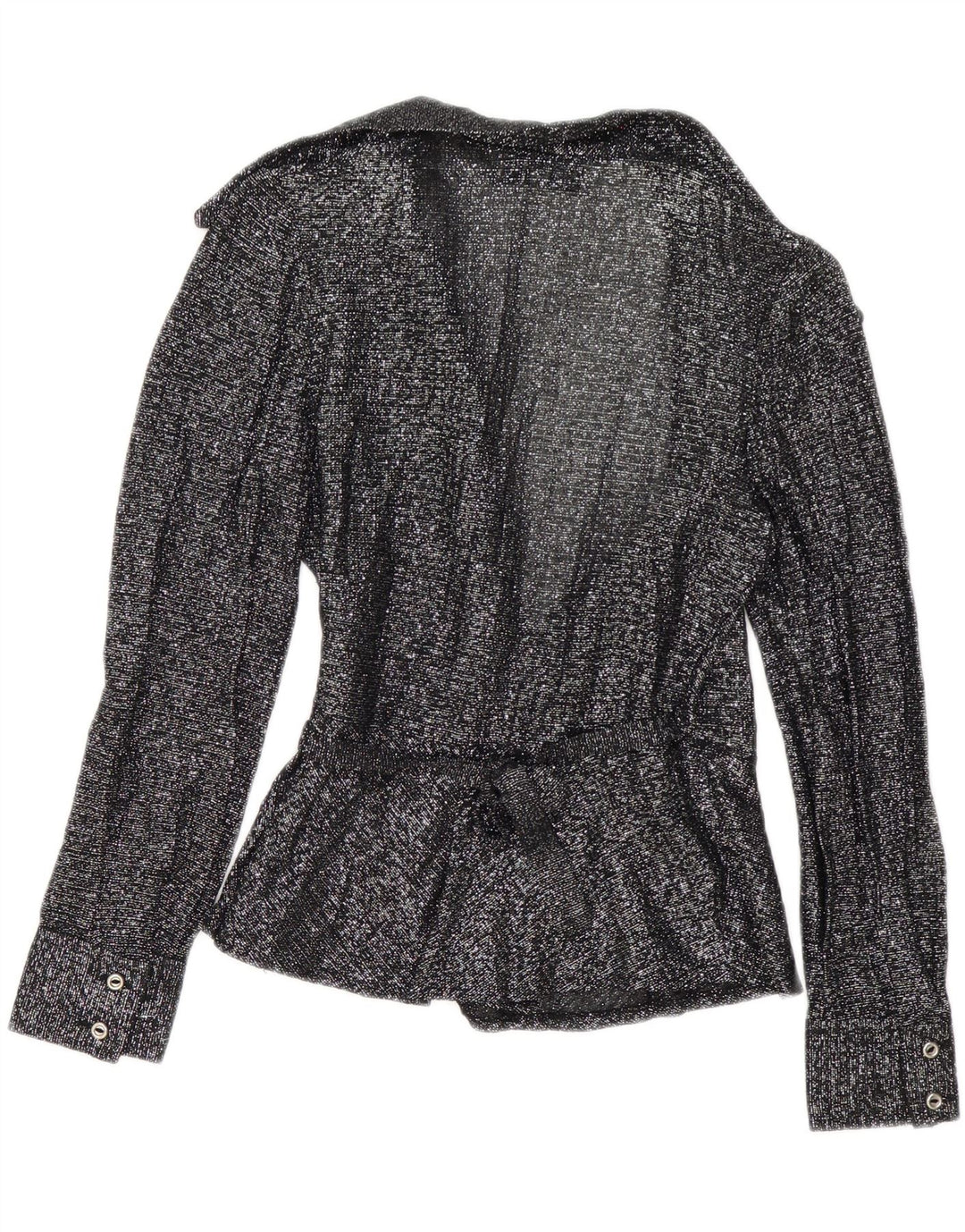 Vintage Womens Wrap Shirt Blouse EU 38 Medium Black Flecked