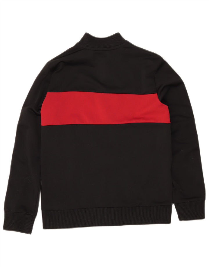 ADIDAS Boys Tracksuit Top Jacket 9-10 Years Black Colourblock Polyester