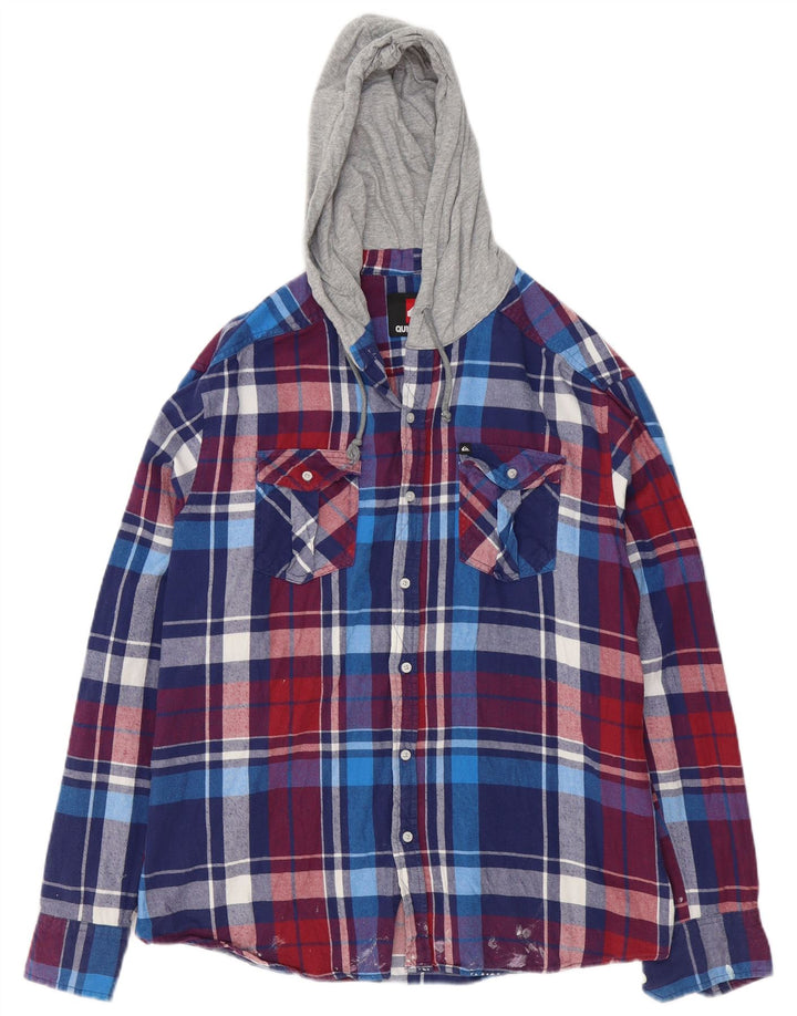 Quiksilver Mens Hooded Flannel Shirt Large Multicoloured Check