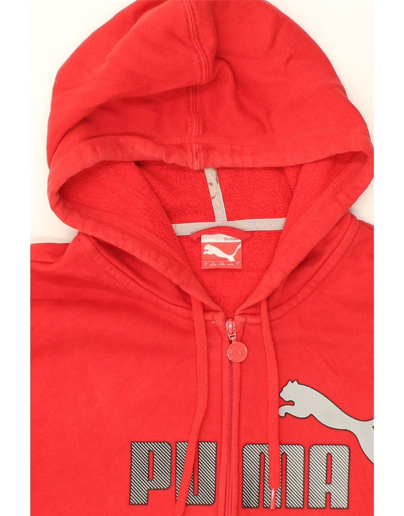 PUMA Mens Graphic Zip Hoodie Sweater Large Red Cotton | Vintage Puma | Thrift | Second-Hand Puma | Used Clothing | Messina Hembry 