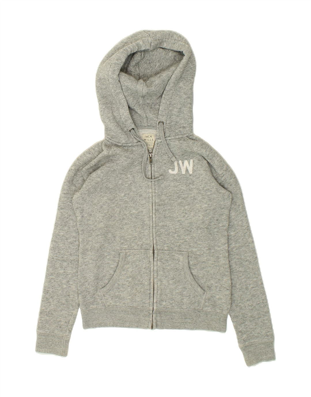 JACK WILLS Womens Oversized Graphic Zip Hoodie Sweater UK 10 Small  Grey Vintage Jack Wills and Second-Hand Jack Wills from Messina Hembry 