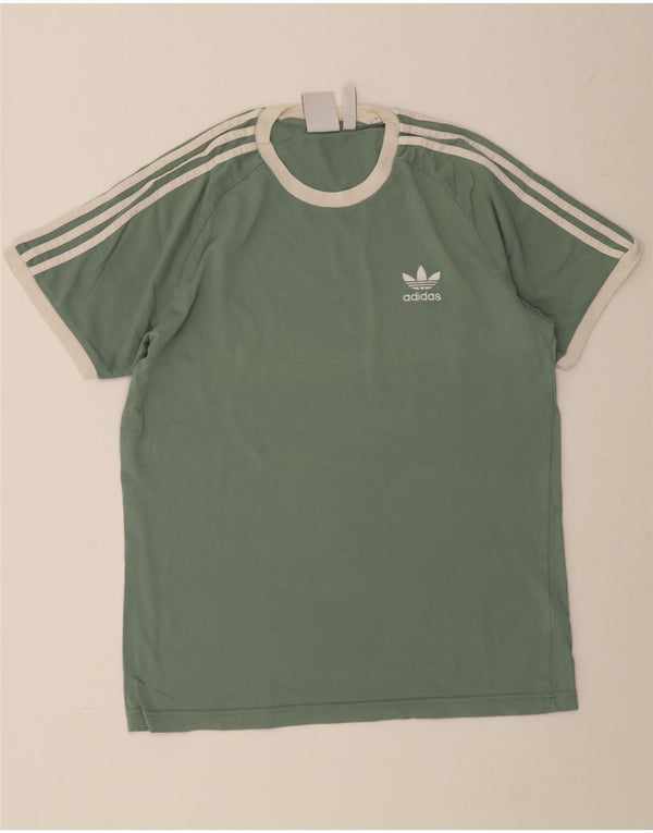 Adidas Mens T-Shirt Top Large Green Cotton