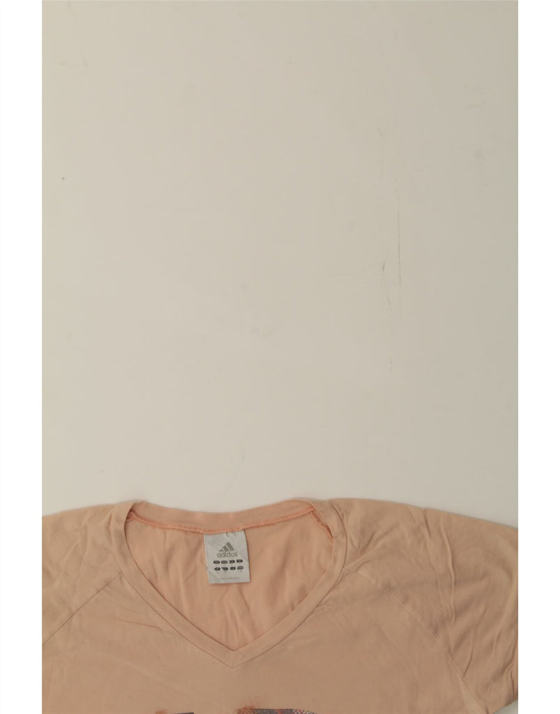 ADIDAS Womens Graphic T-Shirt Top UK 14 Large Beige Cotton Vintage Adidas and Second-Hand Adidas from Messina Hembry 