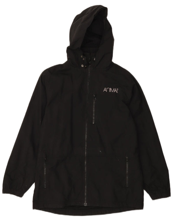 ANIMAL Boys Hooded Rain Jacket 13-14 Years Large Black Nylon