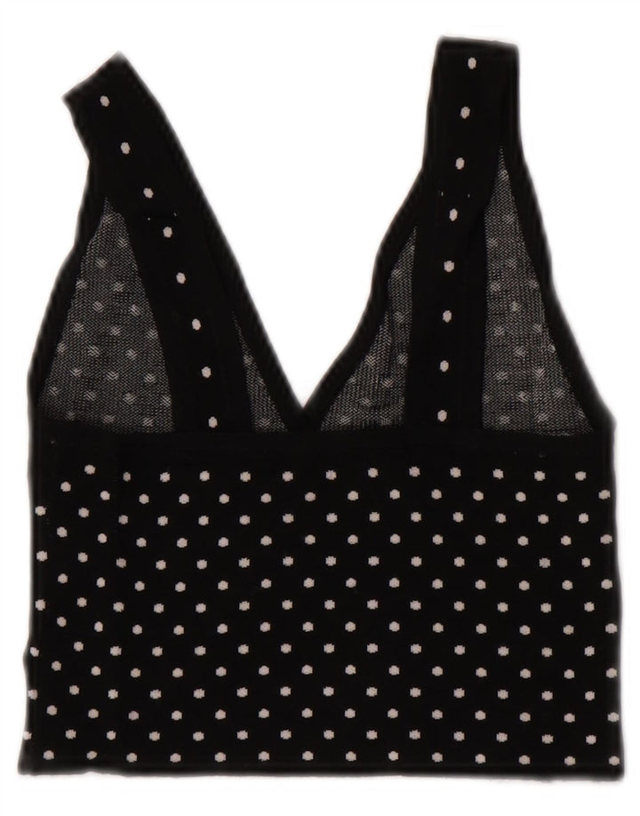 Zara Womens Sleeveless Crop Top UK 8 Small Black Spotted Viscose