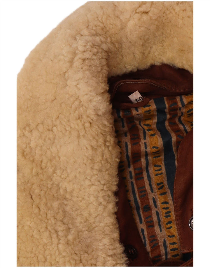 VINTAGE Mens Leather Coat IT 50 Large Brown