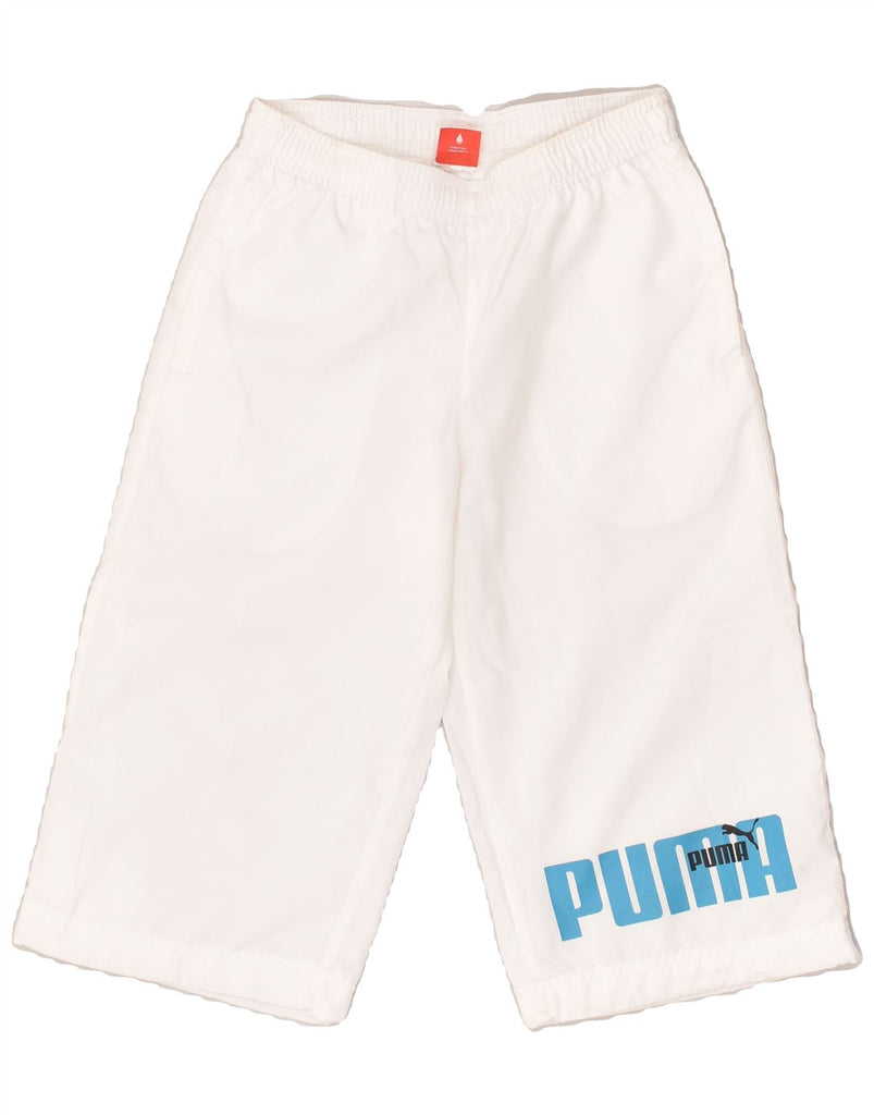 PUMA Boys Capri Graphic Tracksuit Trousers 11-12 Years White Polyester | Vintage Puma | Thrift | Second-Hand Puma | Used Clothing | Messina Hembry 