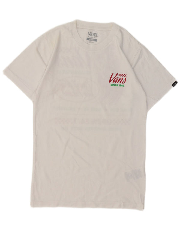 Vans Womens Classic Fit Graphic T-Shirt Top UK 6 XS White Cotton