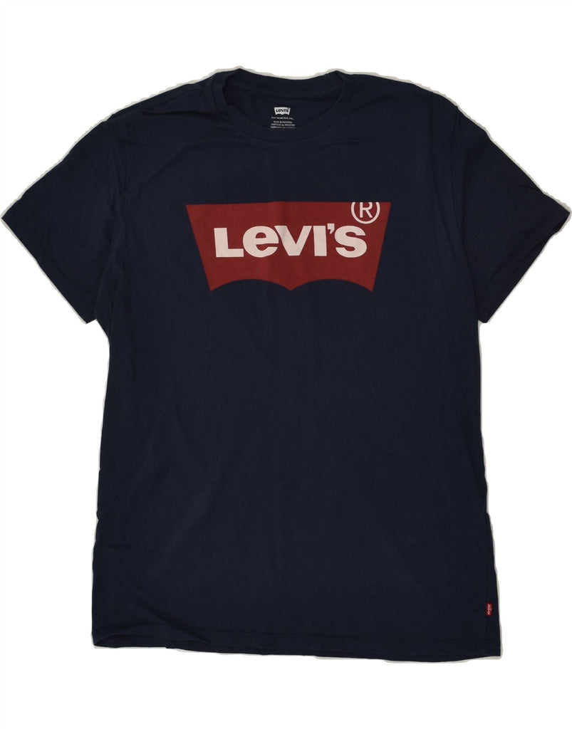 LEVI'S Mens Slim Graphic T-Shirt Top Large Navy Blue Cotton | Vintage Levi's | Thrift | Second-Hand Levi's | Used Clothing | Messina Hembry 