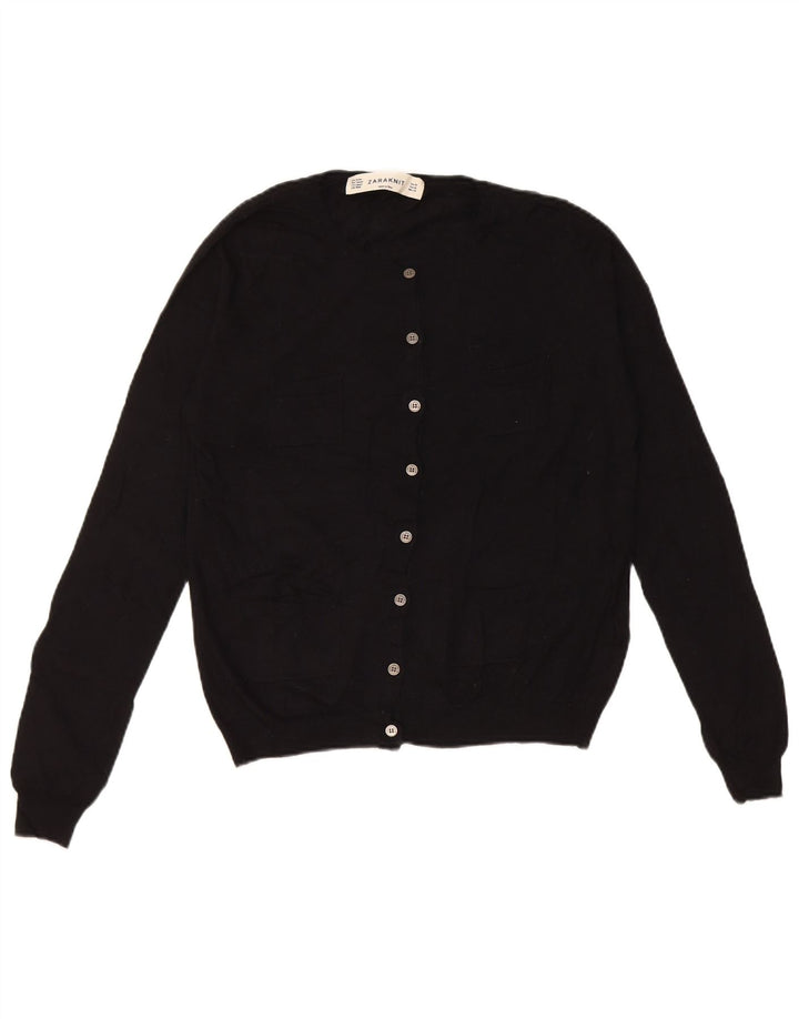 Zara Womens Cardigan Sweater UK 14 Medium Black Nylon