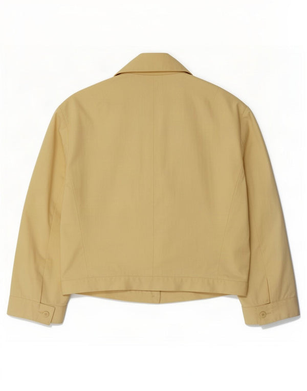 Gianfranco Ferre Womens Crop Bomber Jacket IT 44 Medium Yellow Cotton