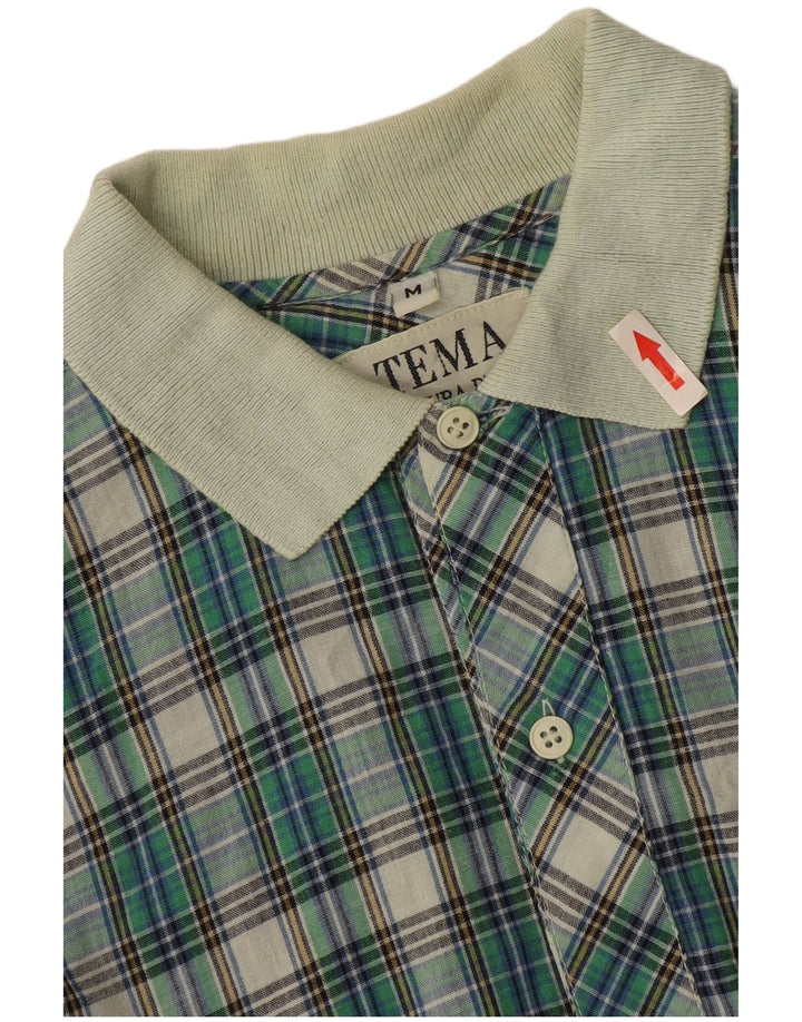 Vintage Mens Pullover Shirt Medium Green Check Cotton