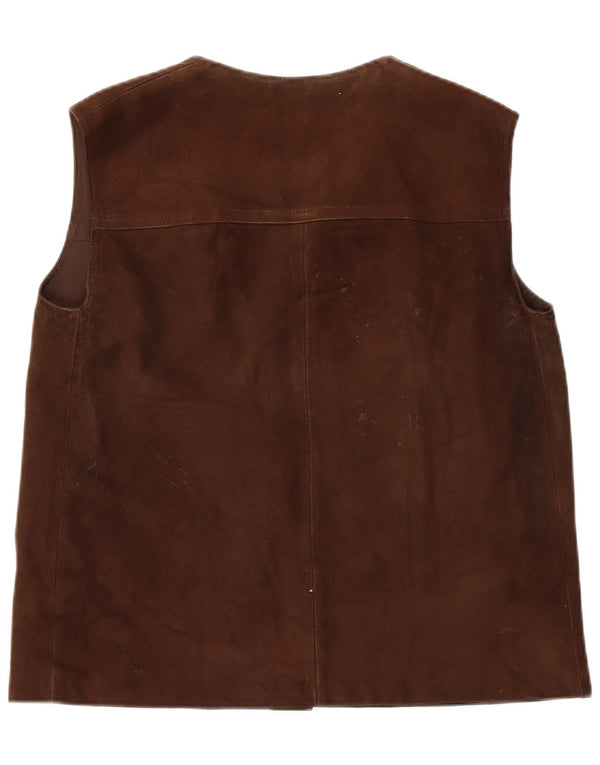 Vintage Womens Suede Gilet UK 14 Medium Brown