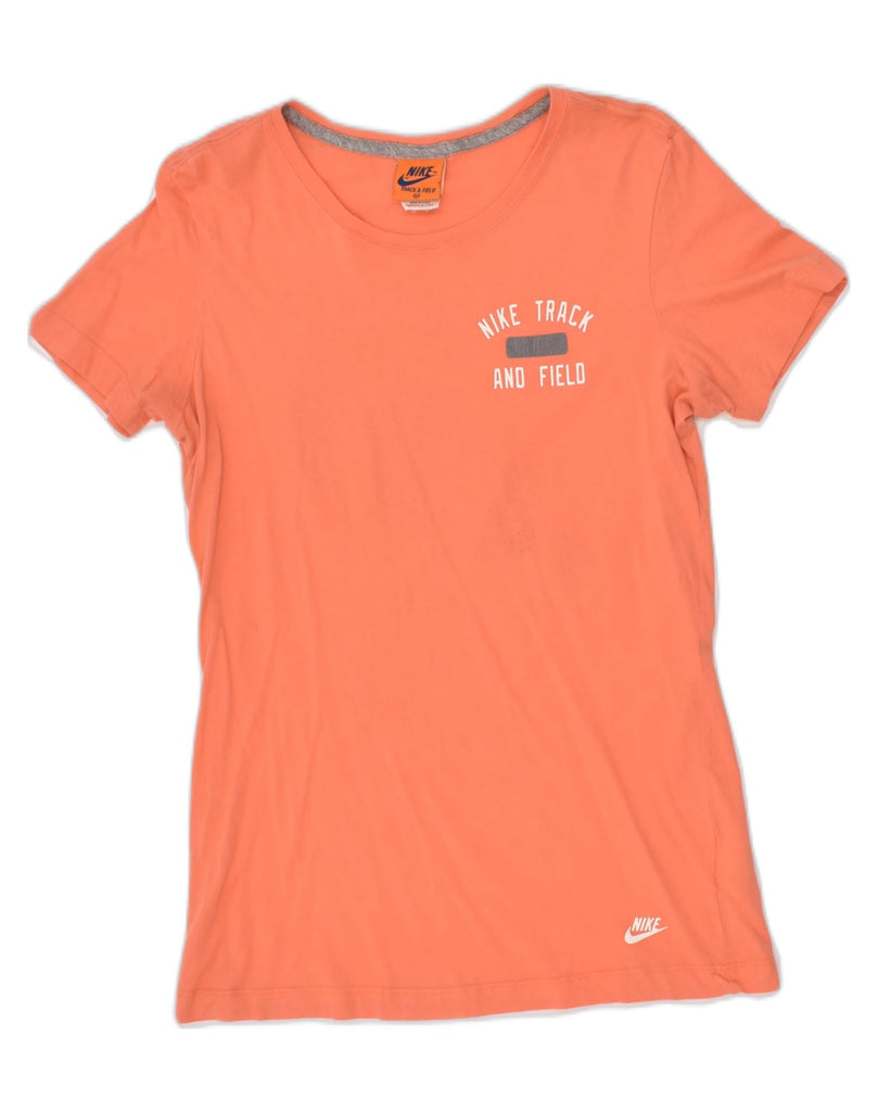 NIKE Womens Graphic T-Shirt Top UK 12 Medium Orange Cotton | Vintage Nike | Thrift | Second-Hand Nike | Used Clothing | Messina Hembry 