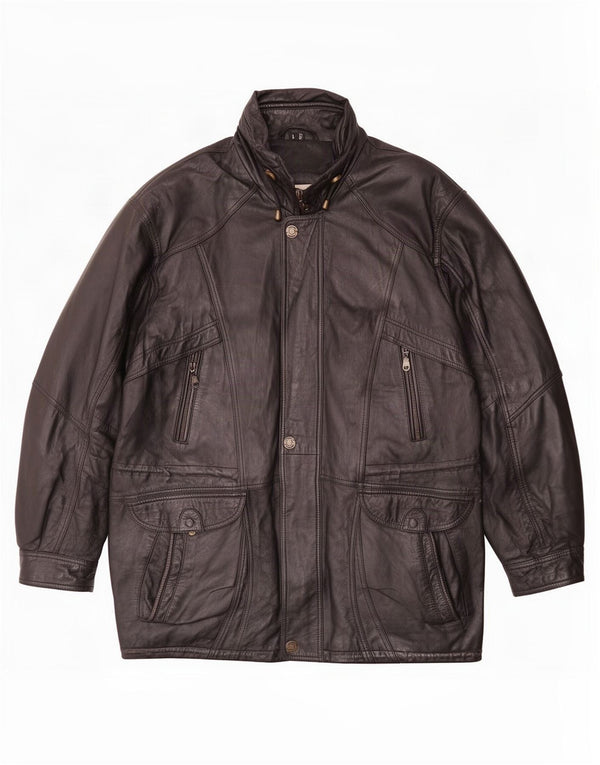 CLASSIC Mens Leather Jacket UK 40 Large Black