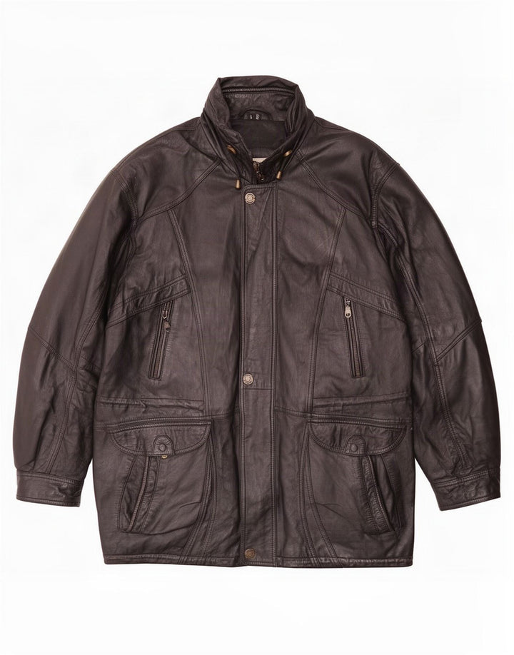 CLASSIC Mens Leather Jacket UK 40 Large Black