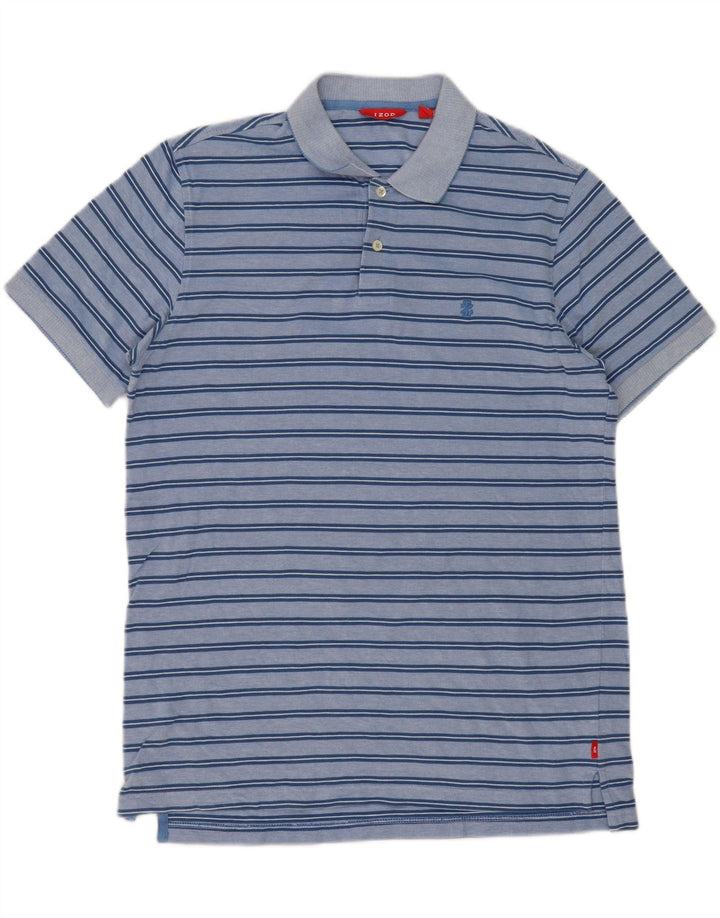 IZOD Mens Polo Shirt Large Blue Striped Cotton Vintage Izod and Second-Hand Izod from Messina Hembry 