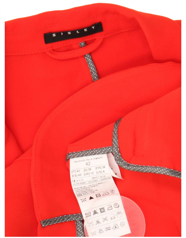Sisley Womens 4 Button Blazer Jacket UK 10 Small Orange Polyester