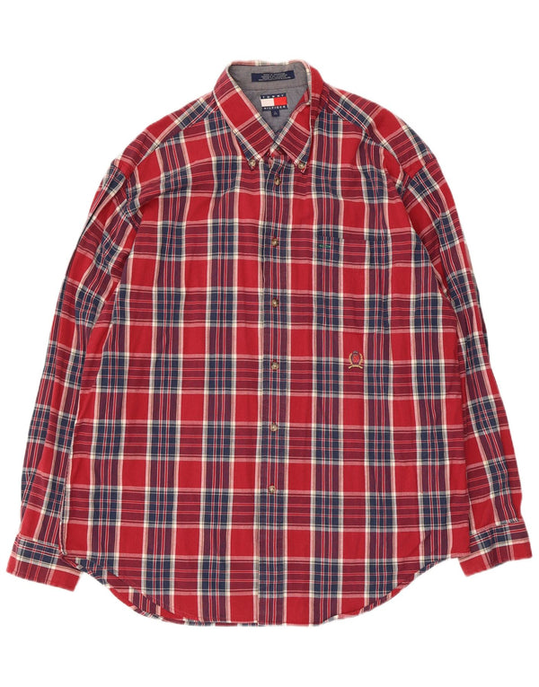 Tommy Hilfiger Mens Shirt Large Red Check Cotton