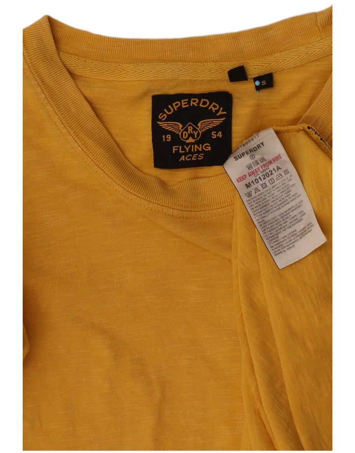 Superdry Mens Graphic T-Shirt Top Small Yellow Cotton