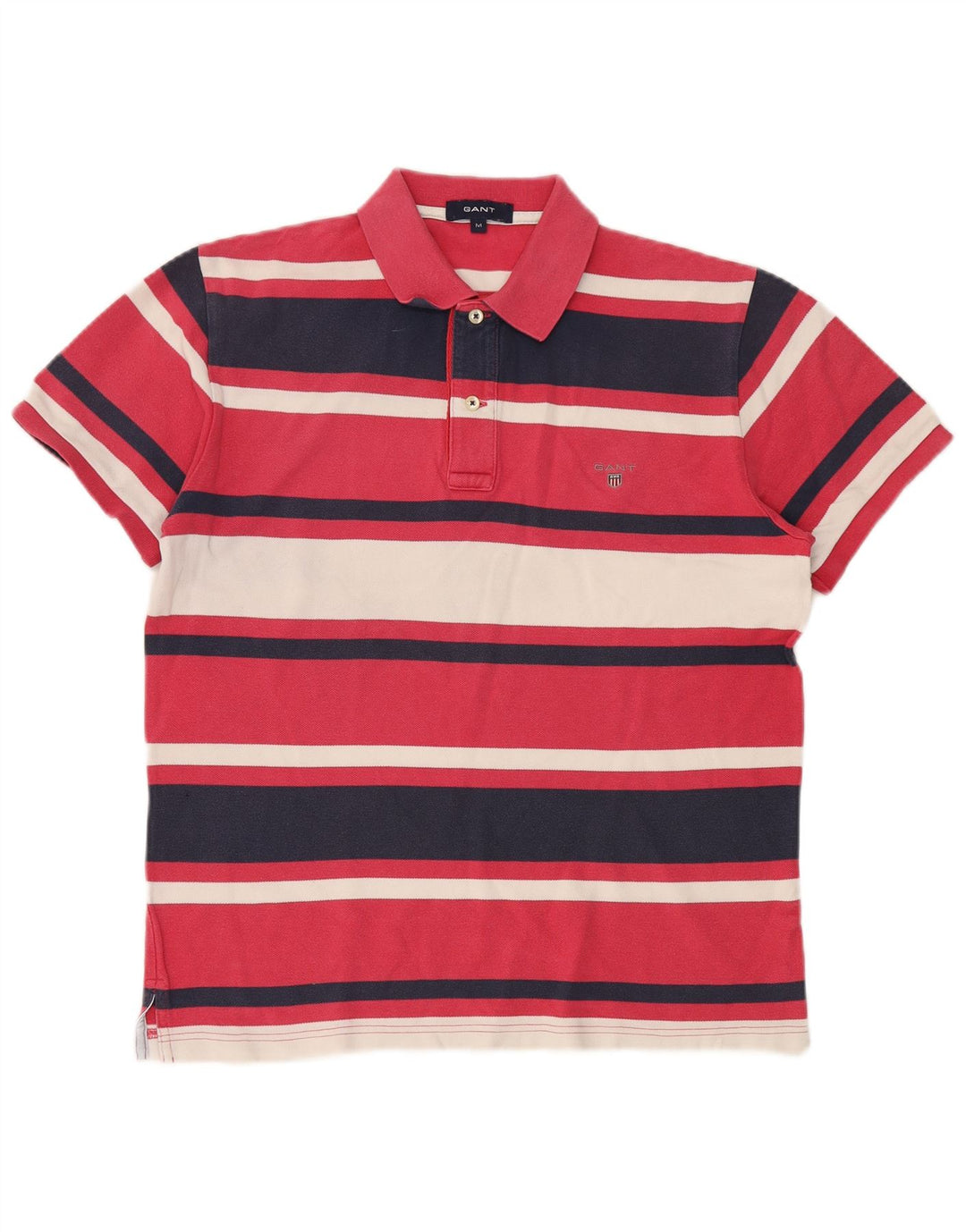 Gant Mens Polo Shirt Medium Pink Striped Cotton