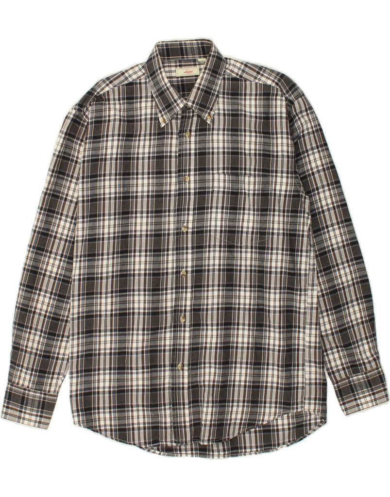 VINTAGE Mens Shirt Size 41/42 Large Grey Check Cotton Vintage Vintage and Second-Hand Vintage from Messina Hembry 