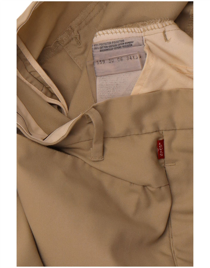 LEVI'S Mens Straight Chino Trousers W34 L34 Beige Polyester