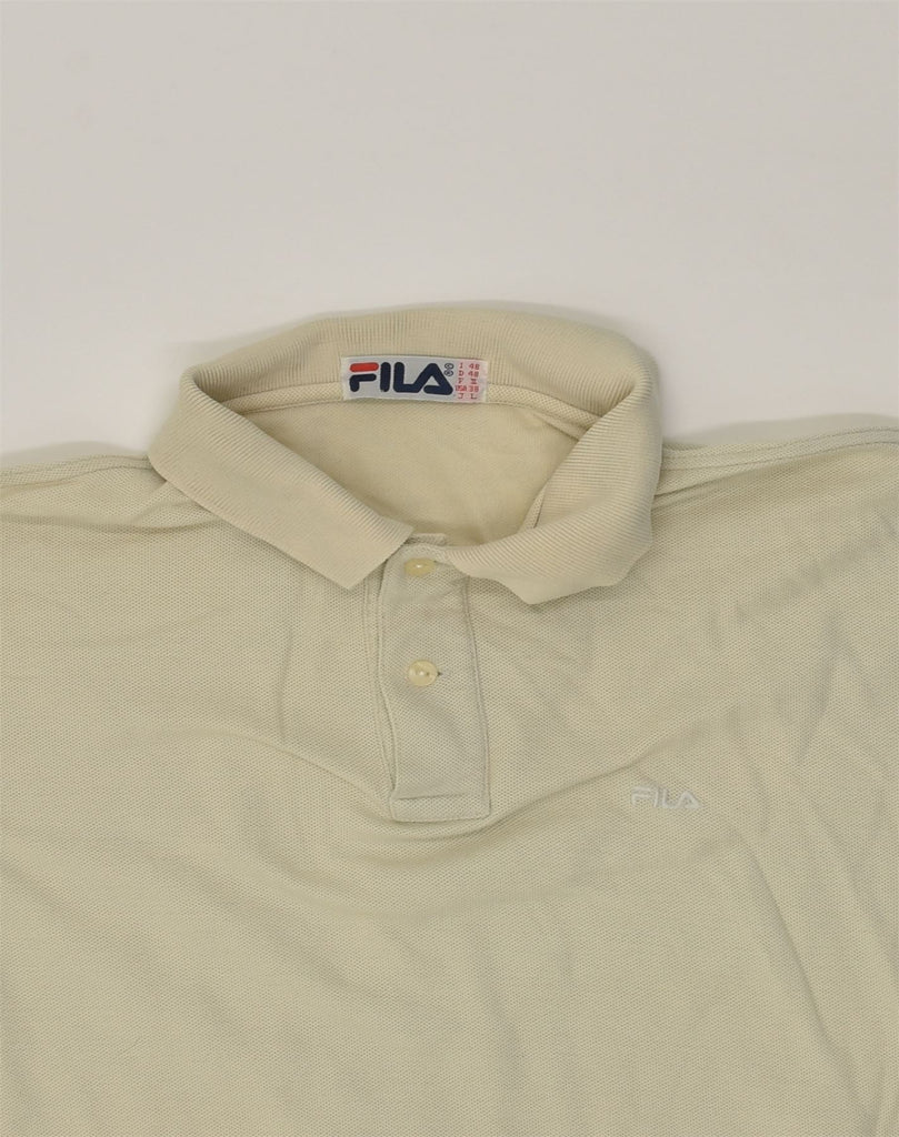 FILA Mens Polo Shirt IT 48 Medium Beige Cotton | Vintage Fila | Thrift | Second-Hand Fila | Used Clothing | Messina Hembry 