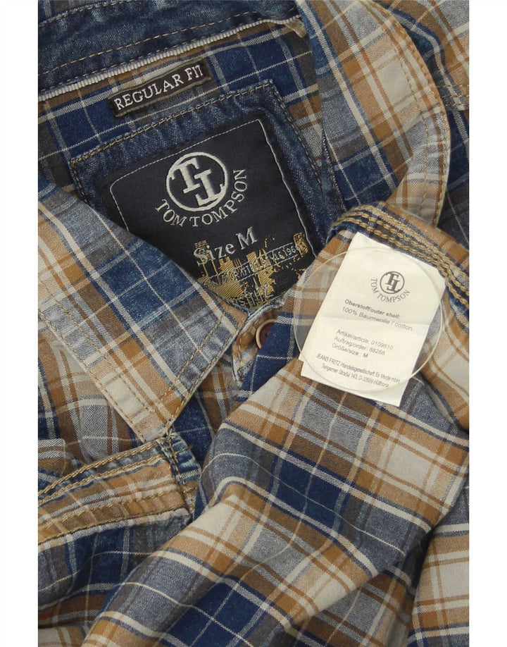 Tom Tompson Mens Regular Fit Shirt Medium Navy Blue Check Cotton