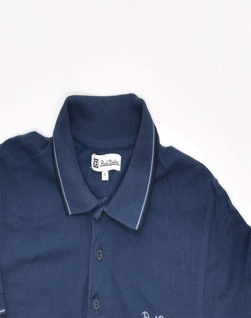 RENATO BALESTRA Mens Polo Shirt Large Navy Blue Cotton | Vintage | Thrift | Second-Hand | Used Clothing | Messina Hembry 