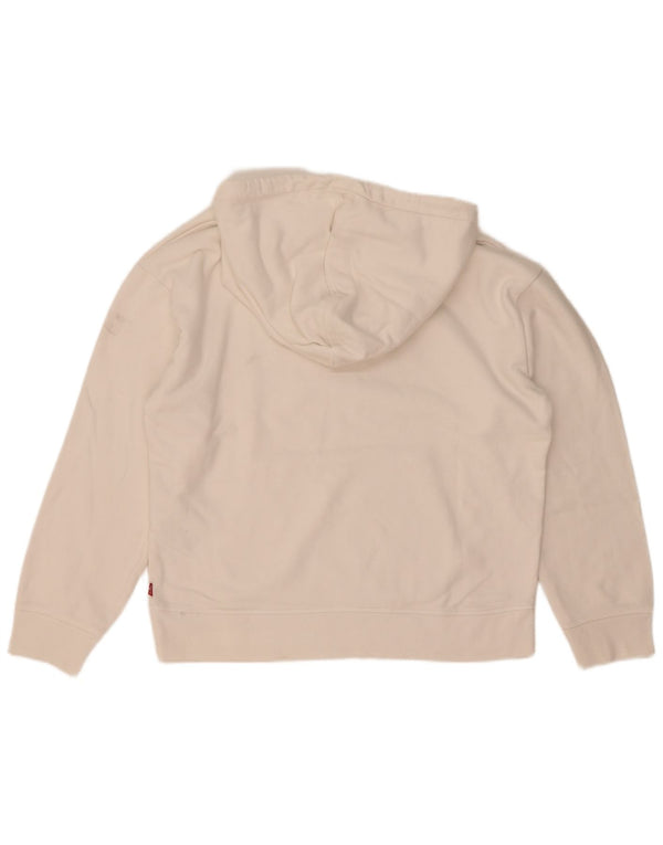 Levi's Womens Graphic Oversized Hoodie Jumper UK 10 Small White Cotton