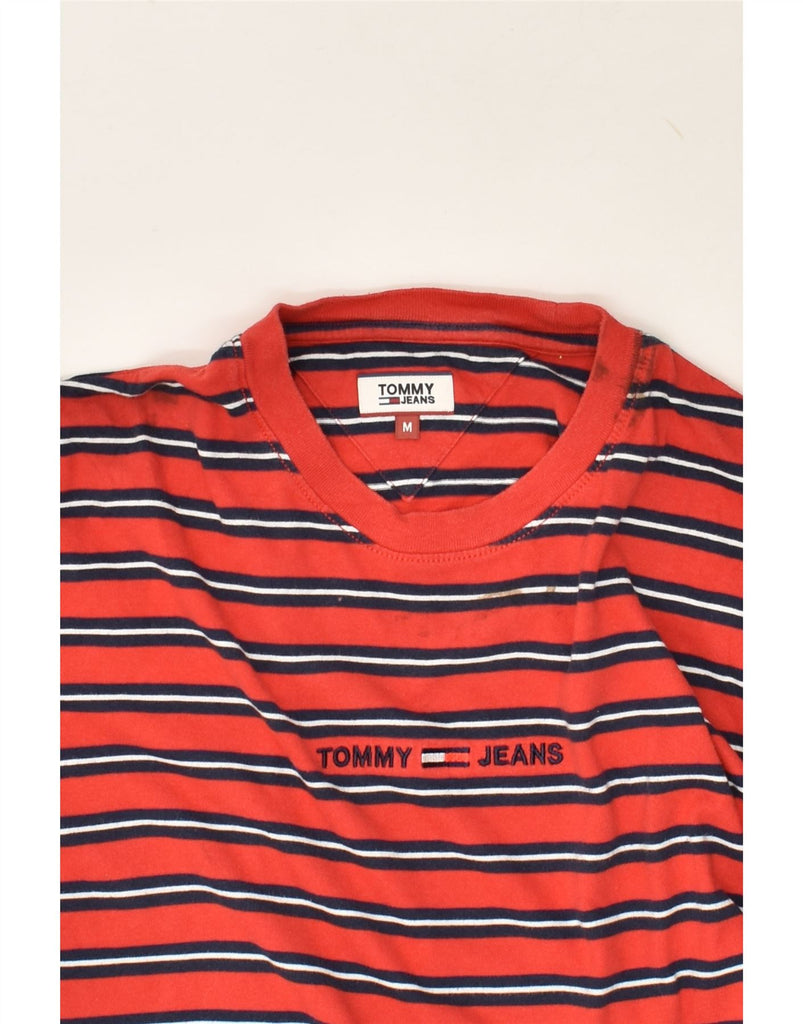 TOMMY HILFIGER Womens Graphic Top Long Sleeve UK 14 Medium Red Striped | Vintage Tommy Hilfiger | Thrift | Second-Hand Tommy Hilfiger | Used Clothing | Messina Hembry 